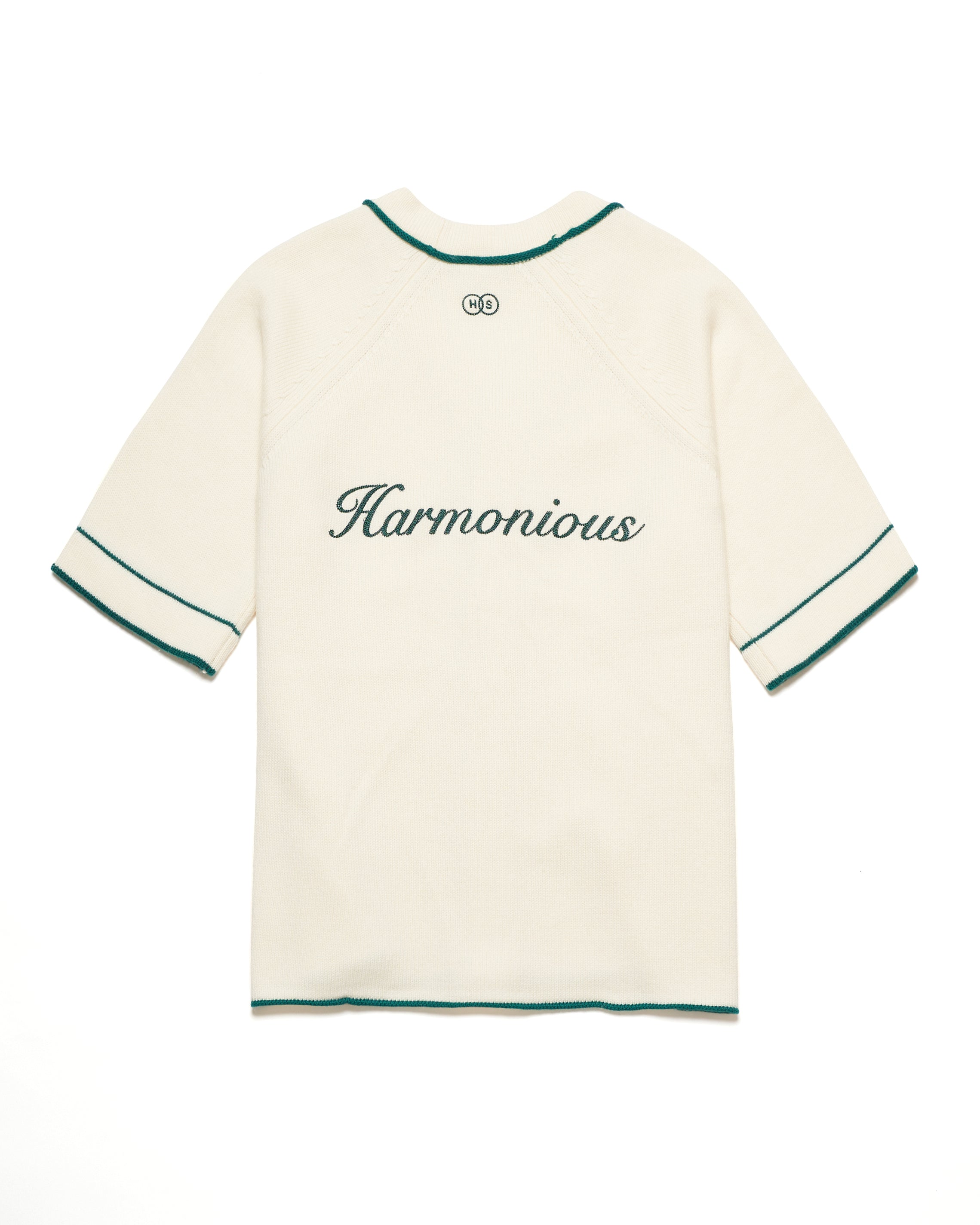 Harmonious Merino Baseball Shirt - Cream/Green