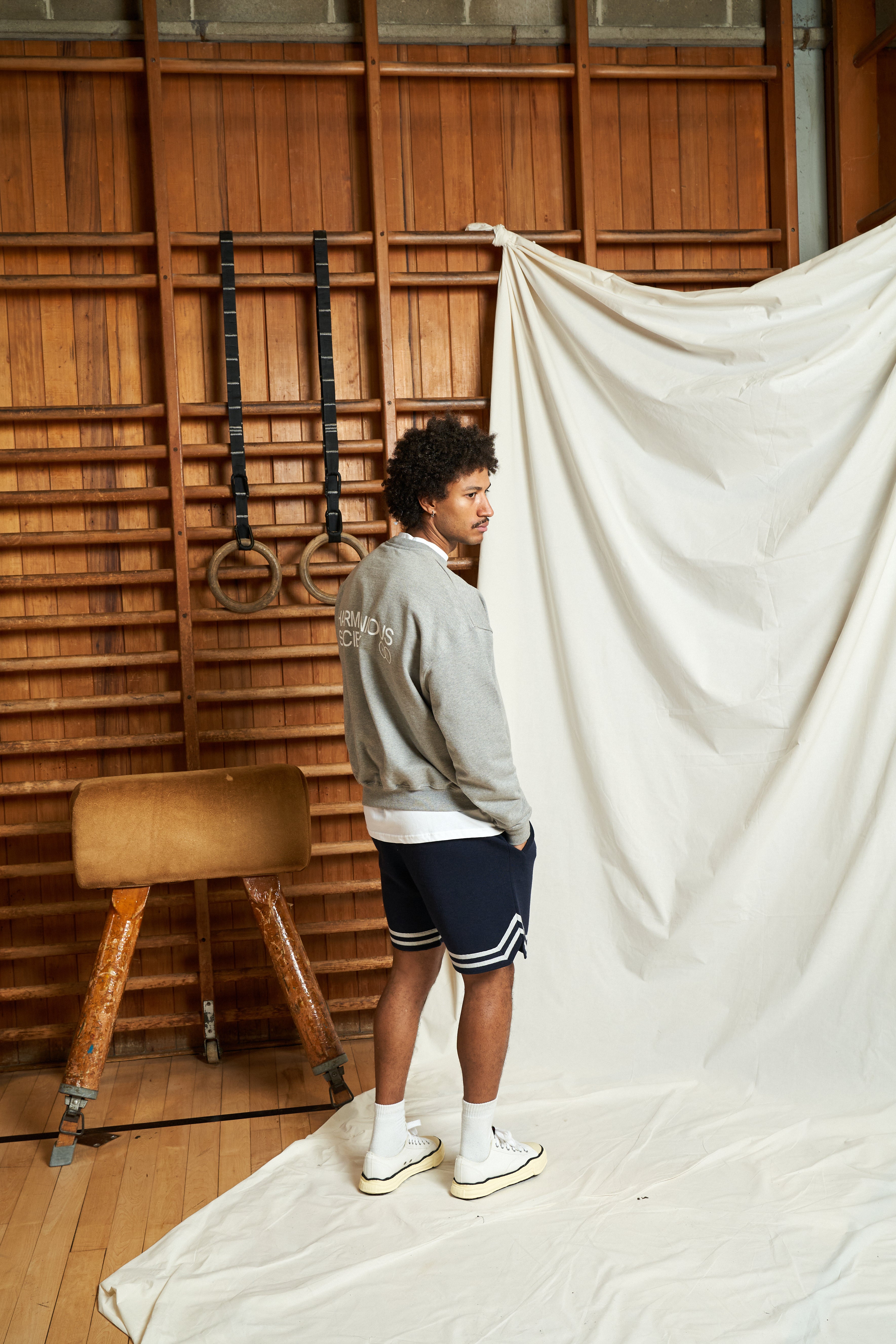 Harmonious navy merino baller shorts
