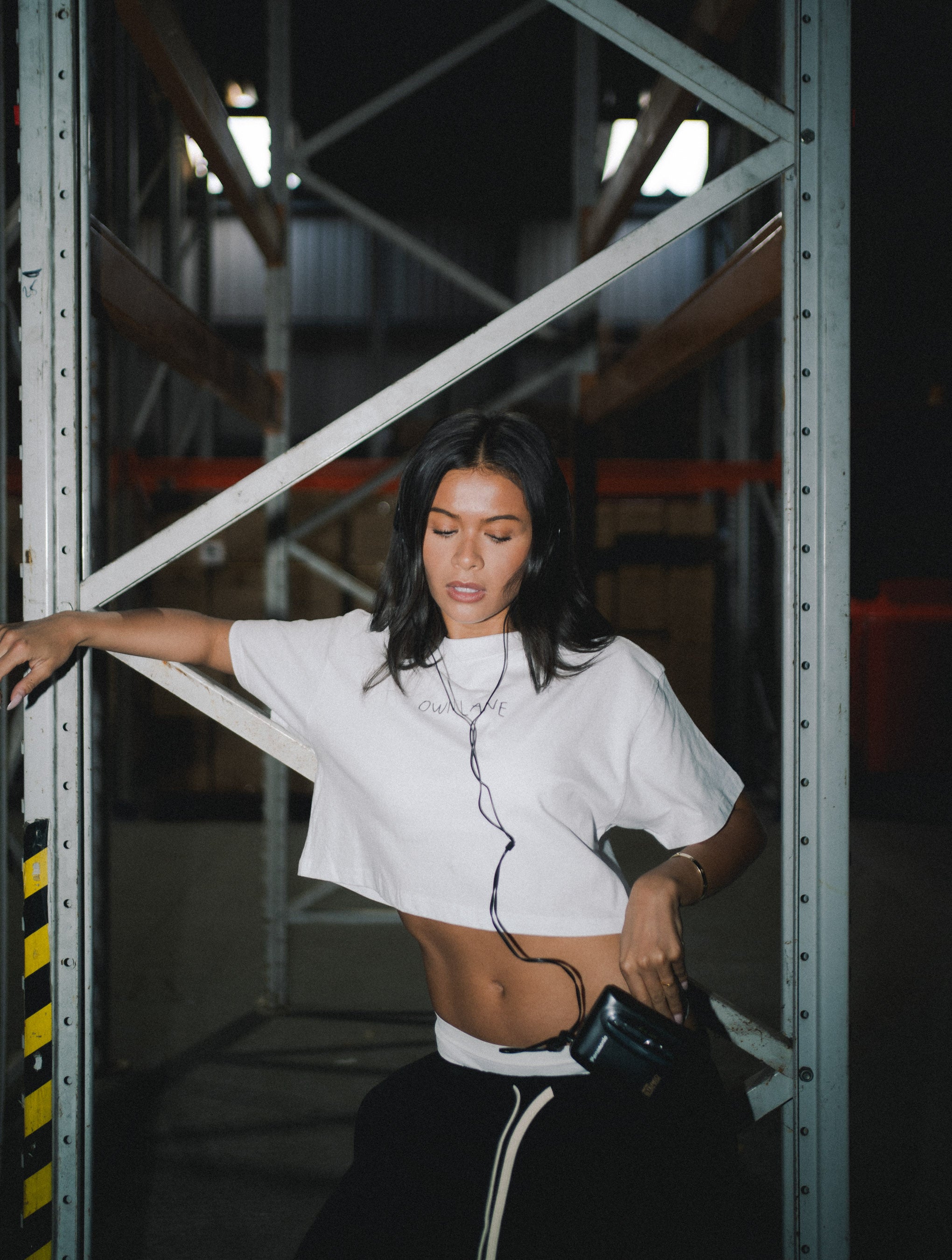 Cropped Own Lane T-shirt - White