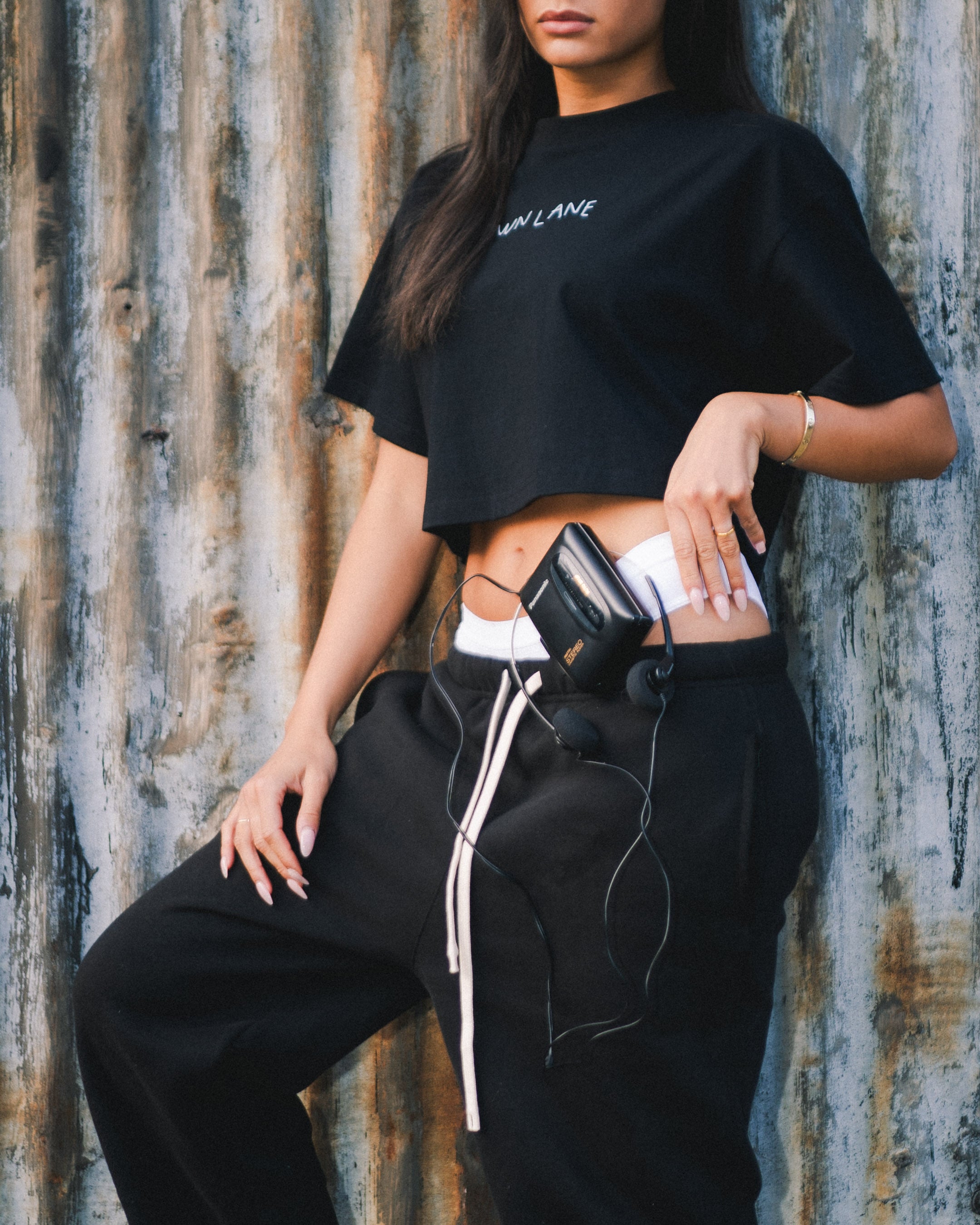 Cropped Own Lane T-shirt - Black