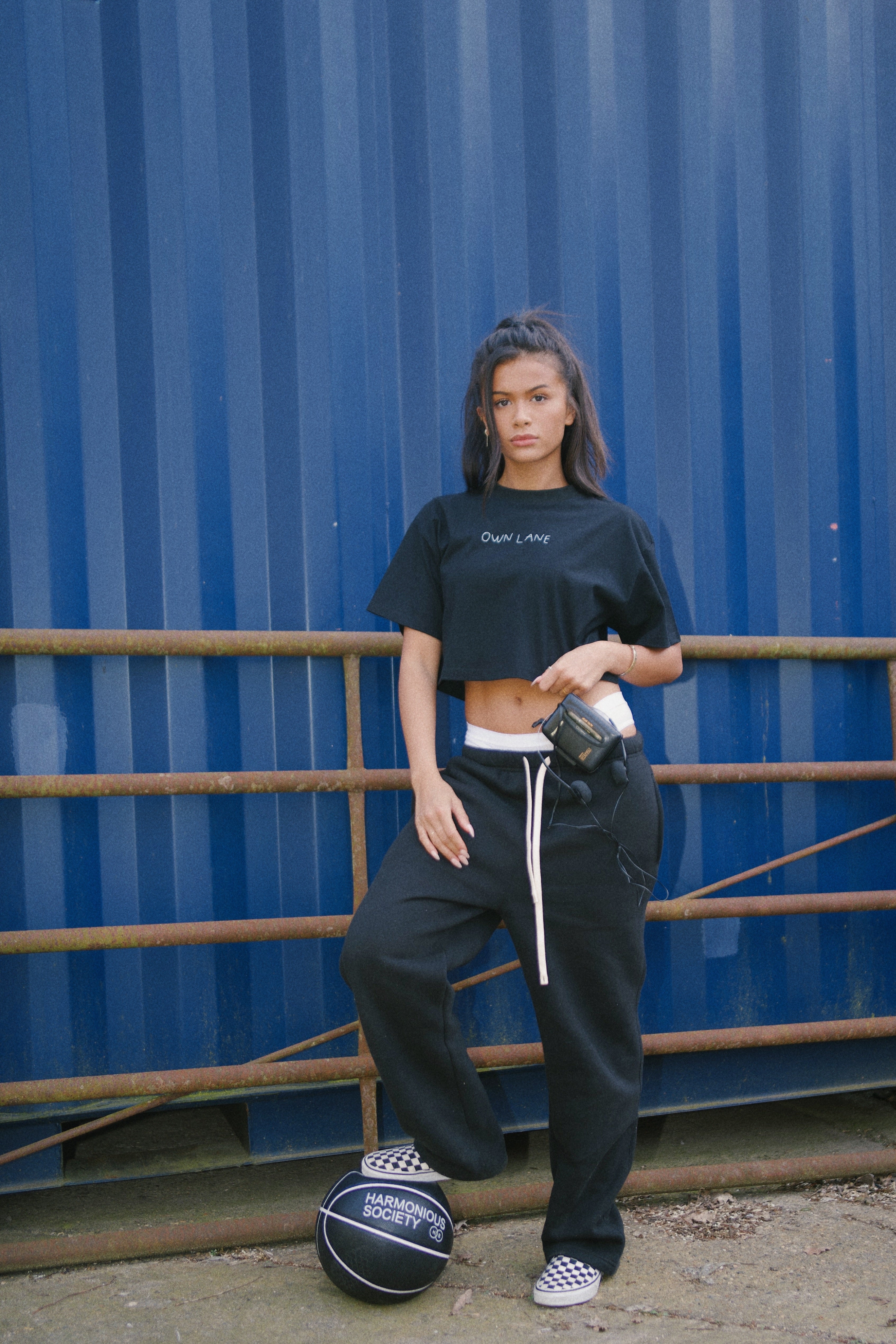 Cropped Own Lane T-shirt - Black