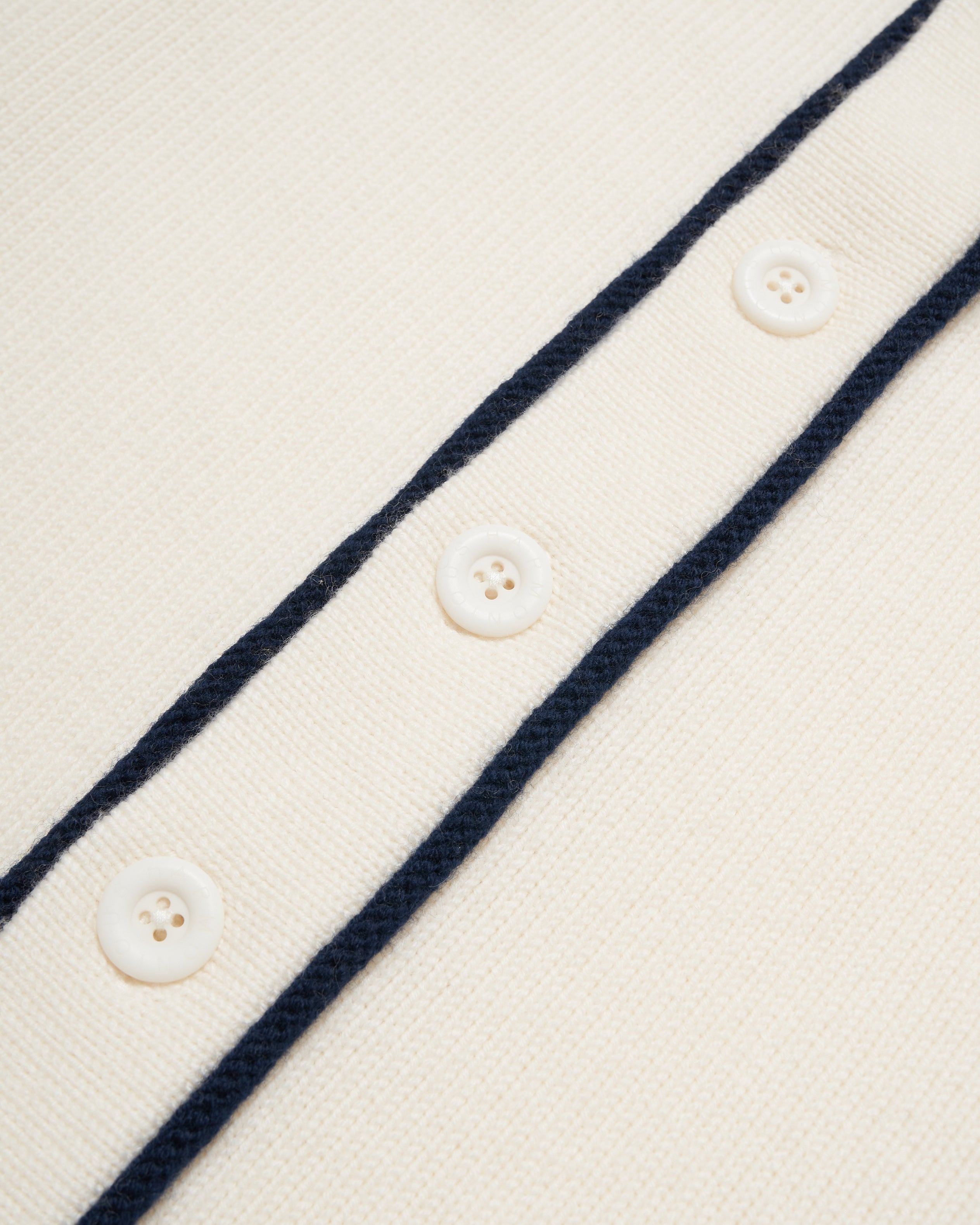 Harmonious Merino Baseball Shirt - Off-White/Navy