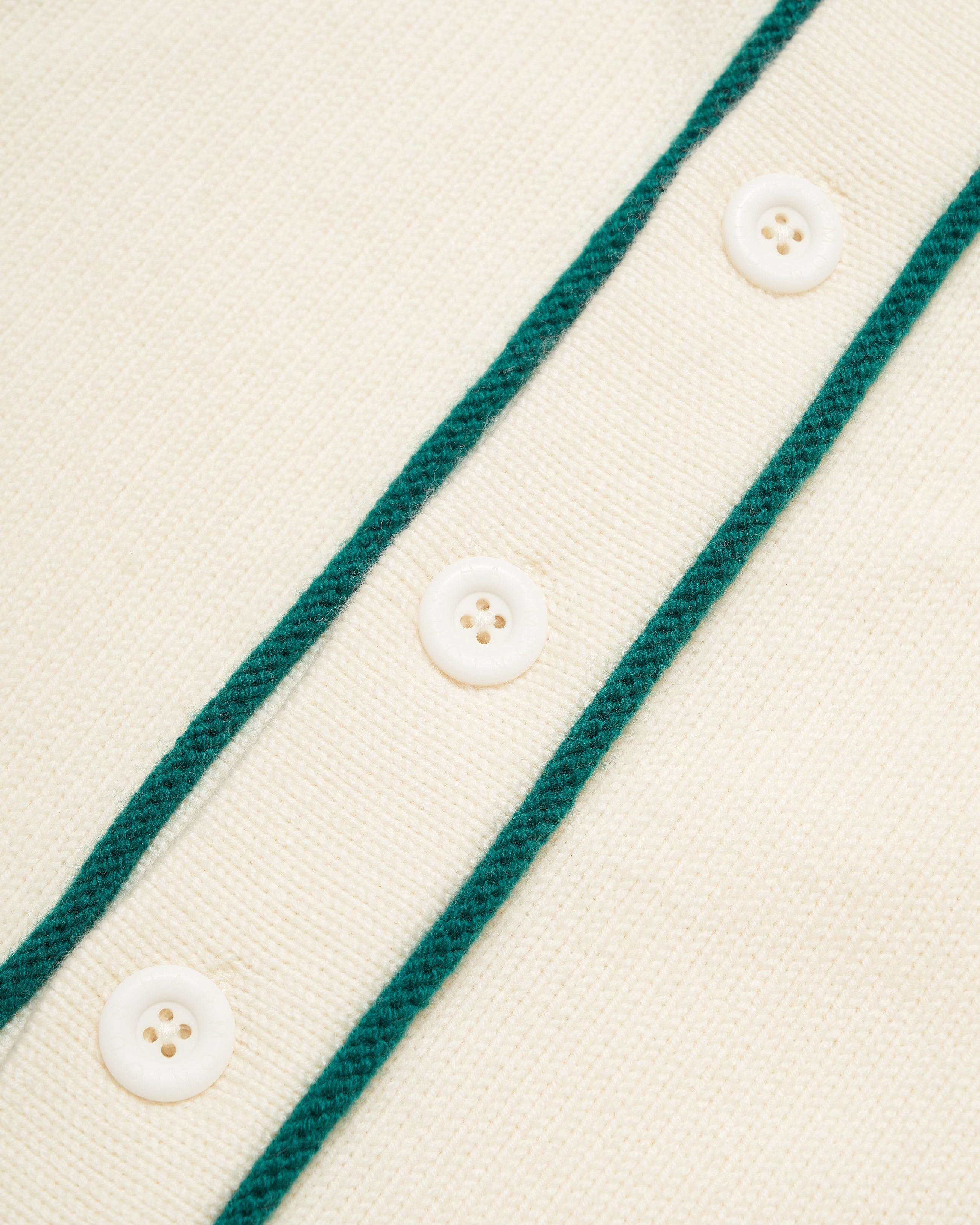 Harmonious Merino Baseball Shirt - Cream/Green