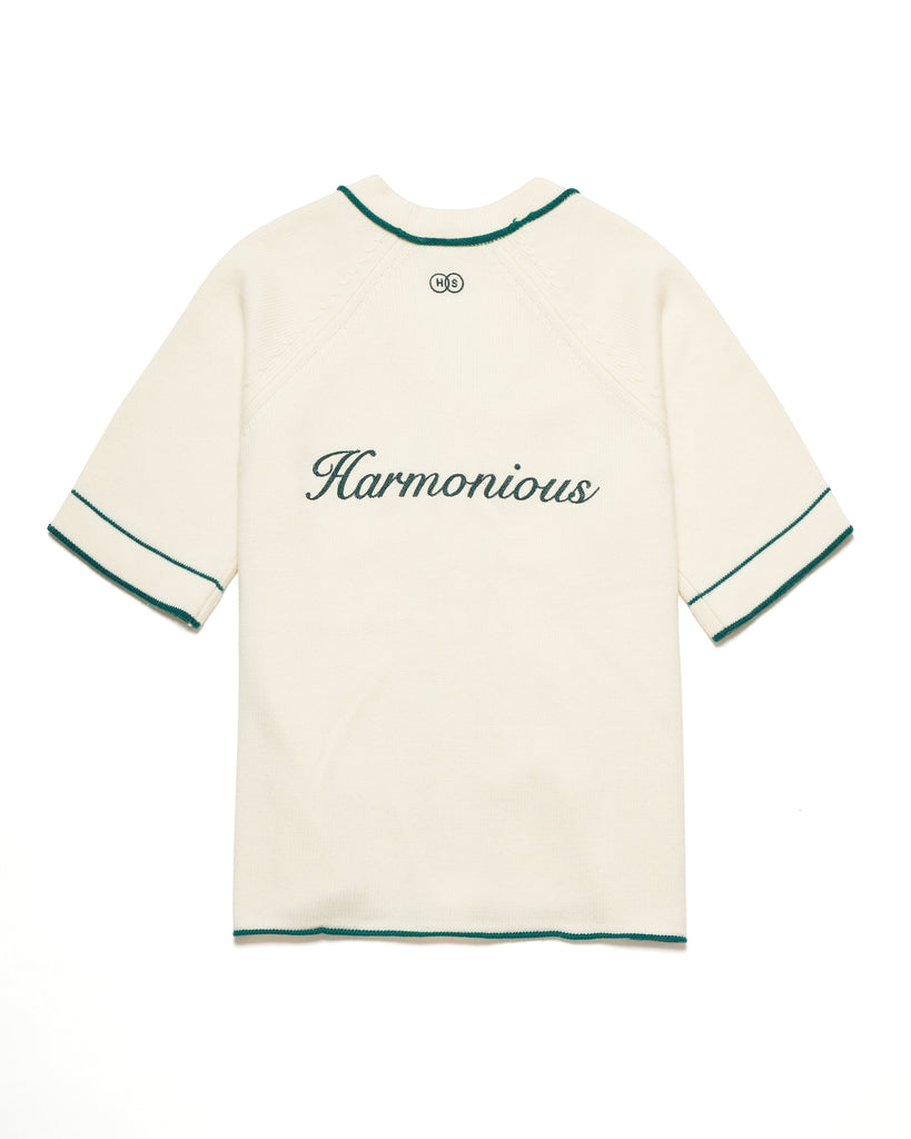 Harmonious Merino Baseball Shirt - Cream/Green