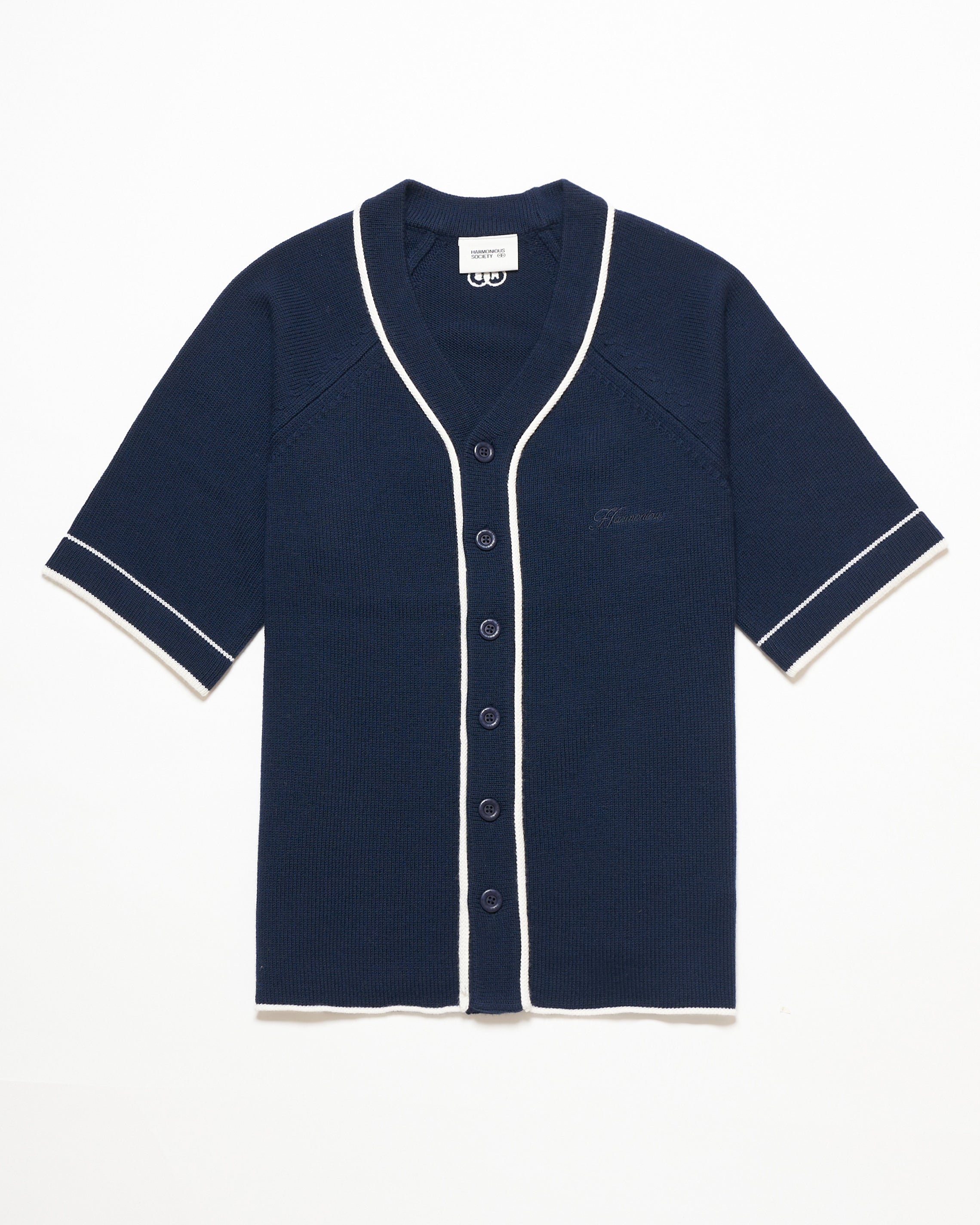 Harmonious Merino Baseball Shirt - Navy/White