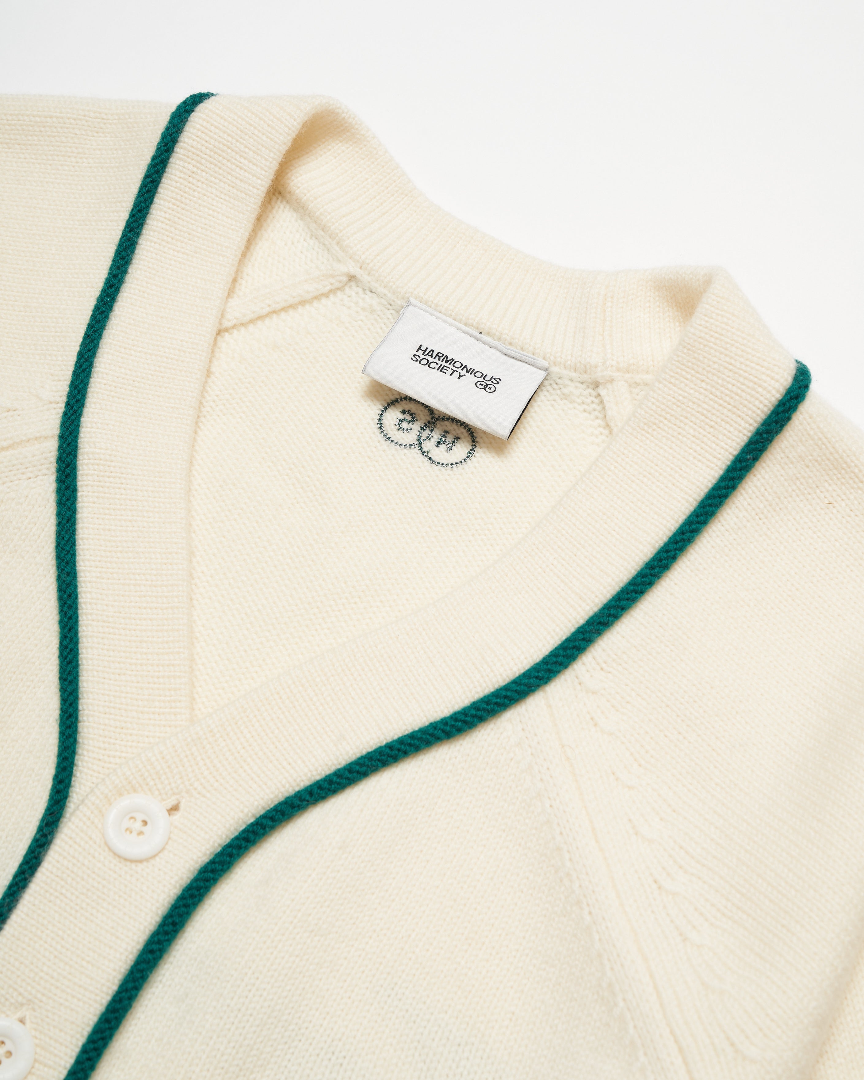 Harmonious Merino Baseball Shirt - Cream/Green