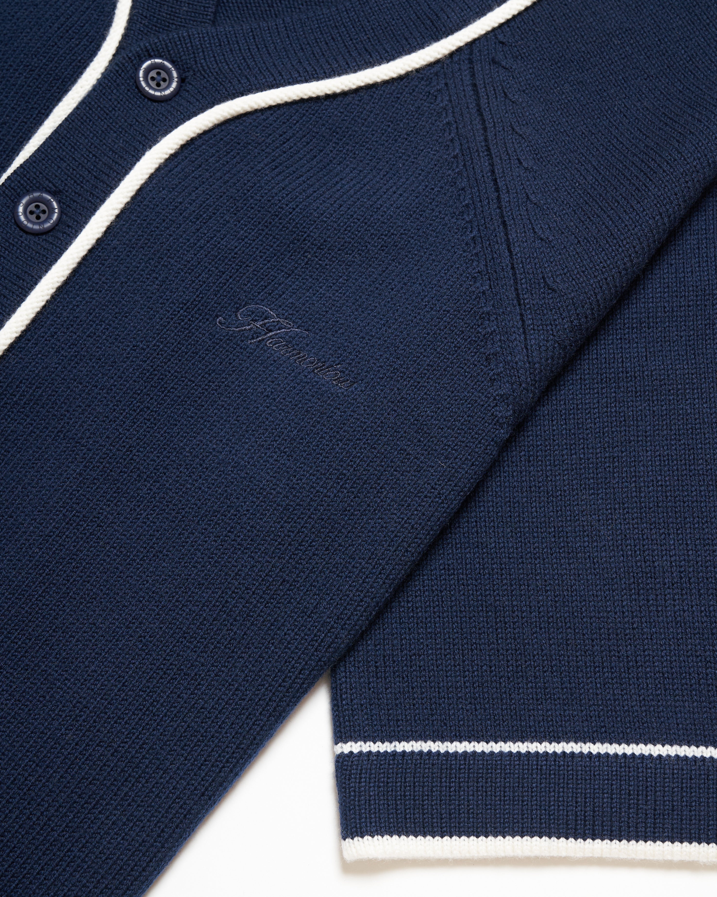 Harmonious Merino Baseball Shirt - Navy/White