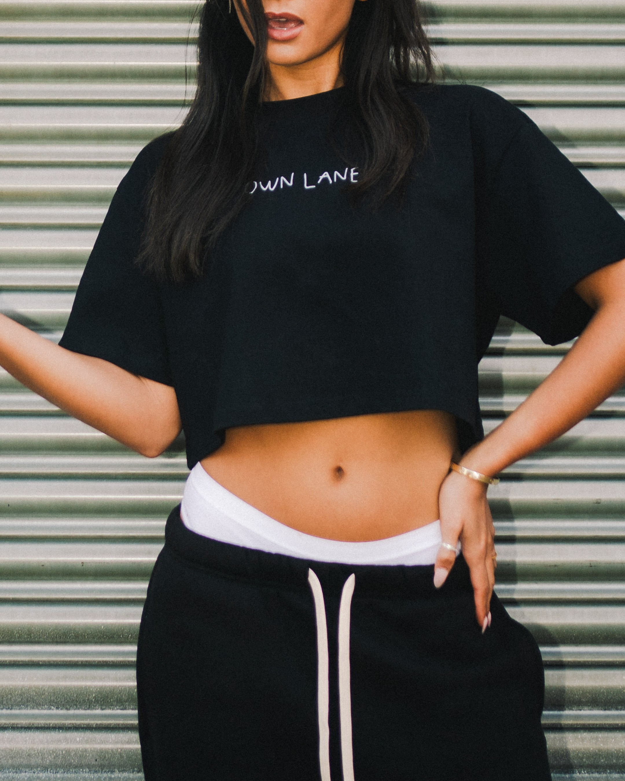 Cropped Own Lane T-shirt - Black