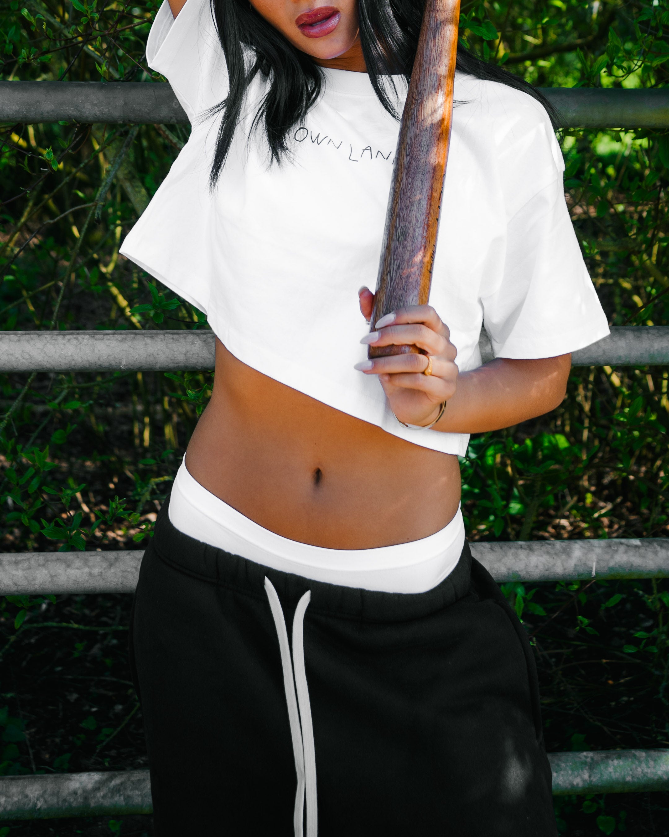 Cropped Own Lane T-shirt - White
