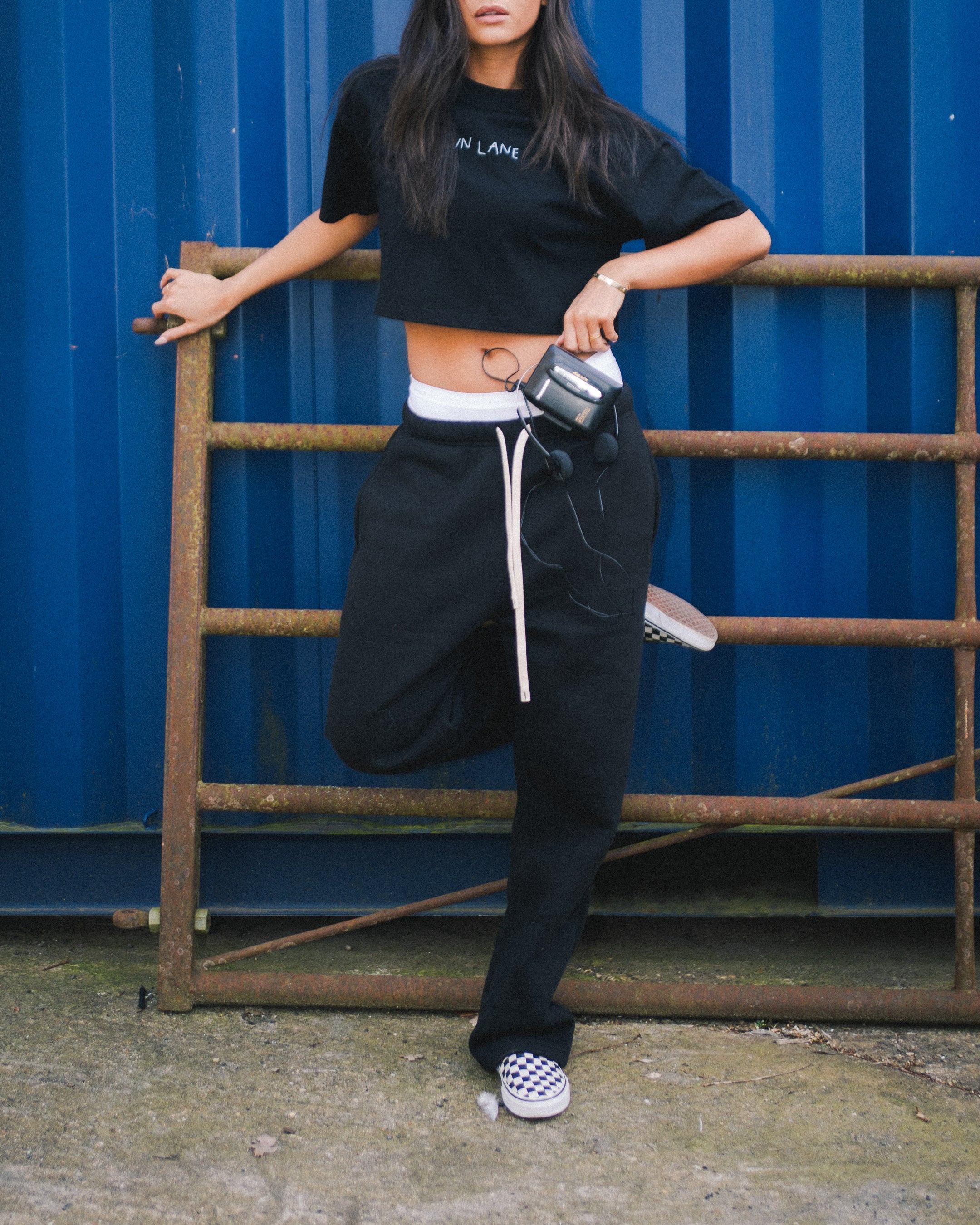 Cropped Own Lane T-shirt - Black