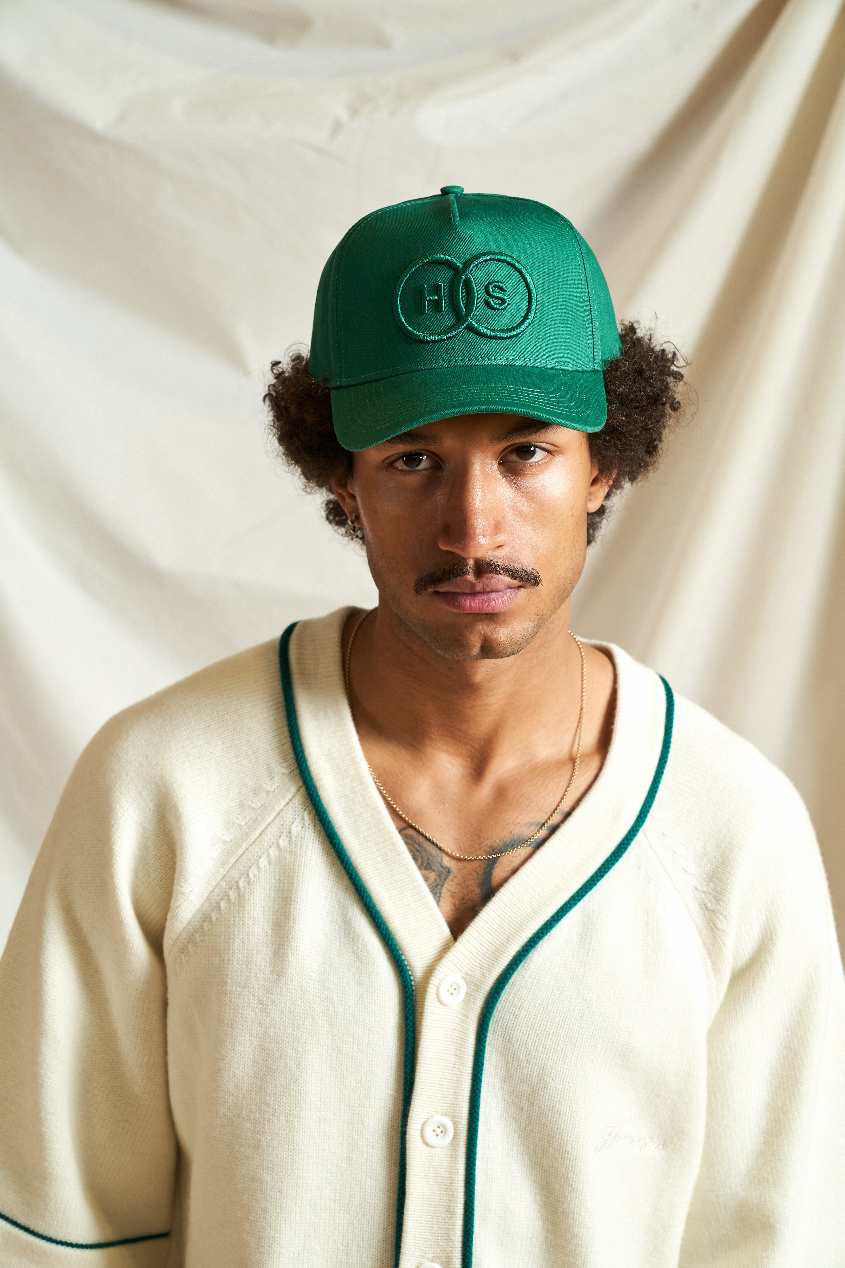 Merino Baseball Shirt - Cream/Green
