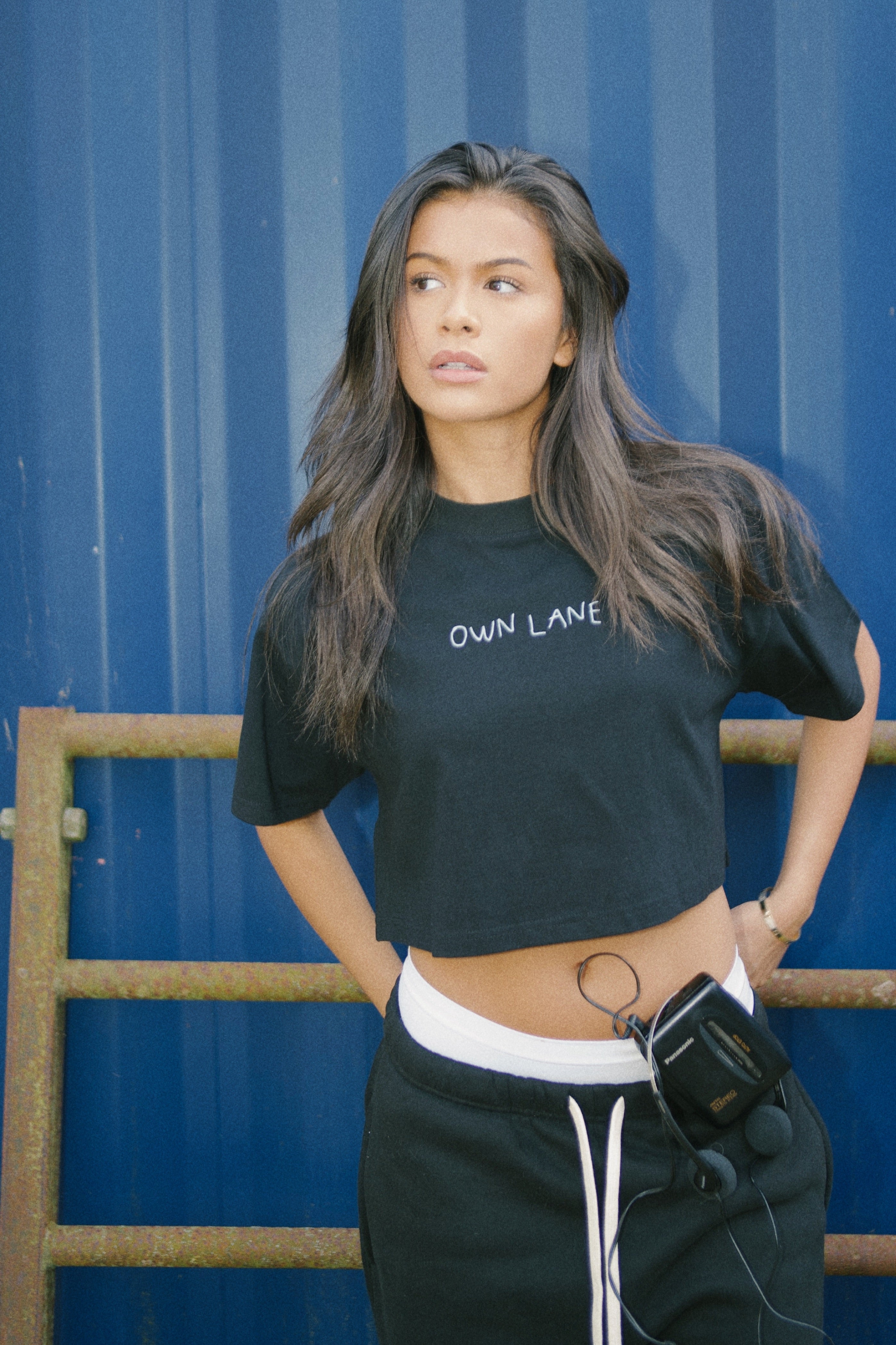 Cropped Own Lane T-shirt - Black